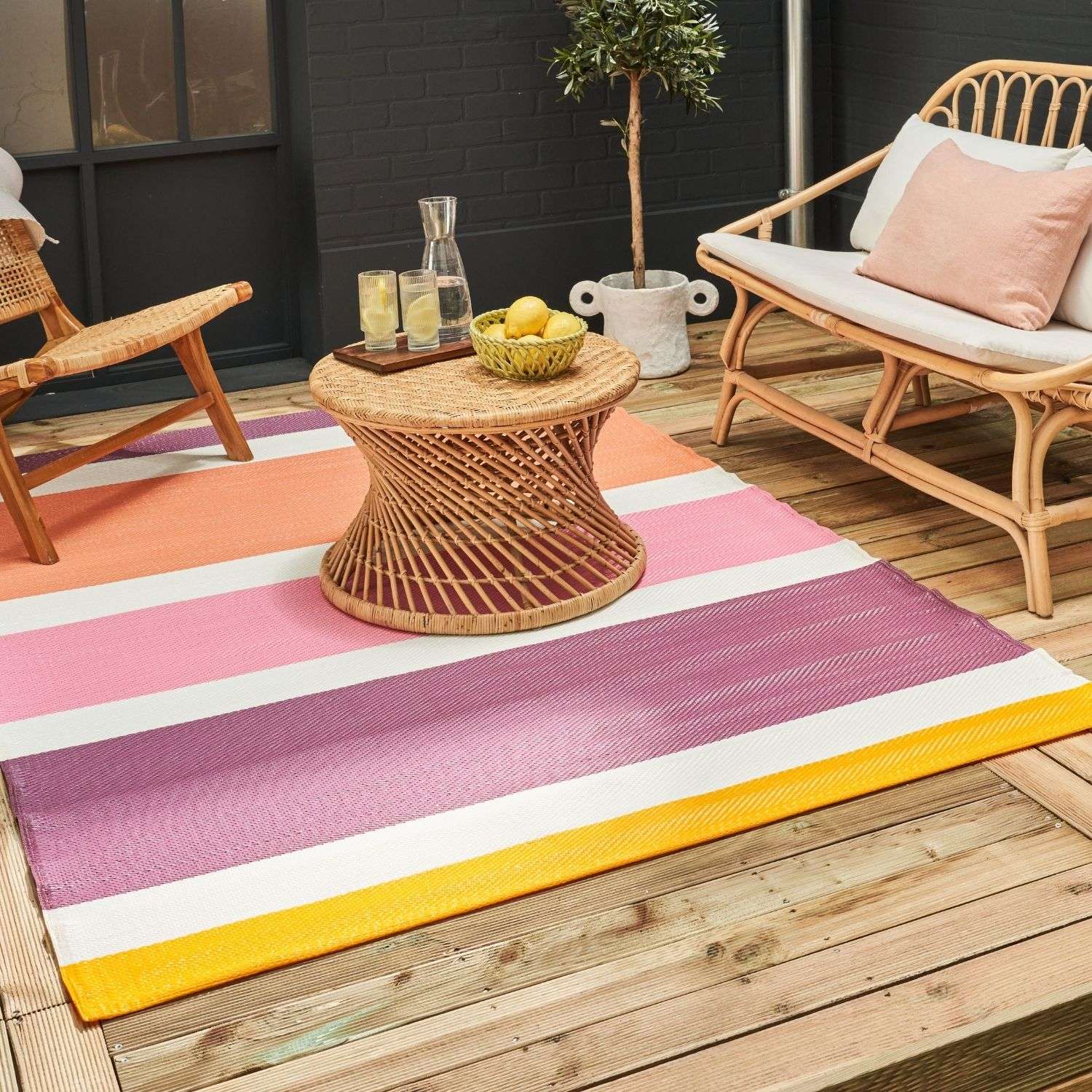 Rainbow Outdoor Rug Pink | 1030 - Bargainia.com - 
