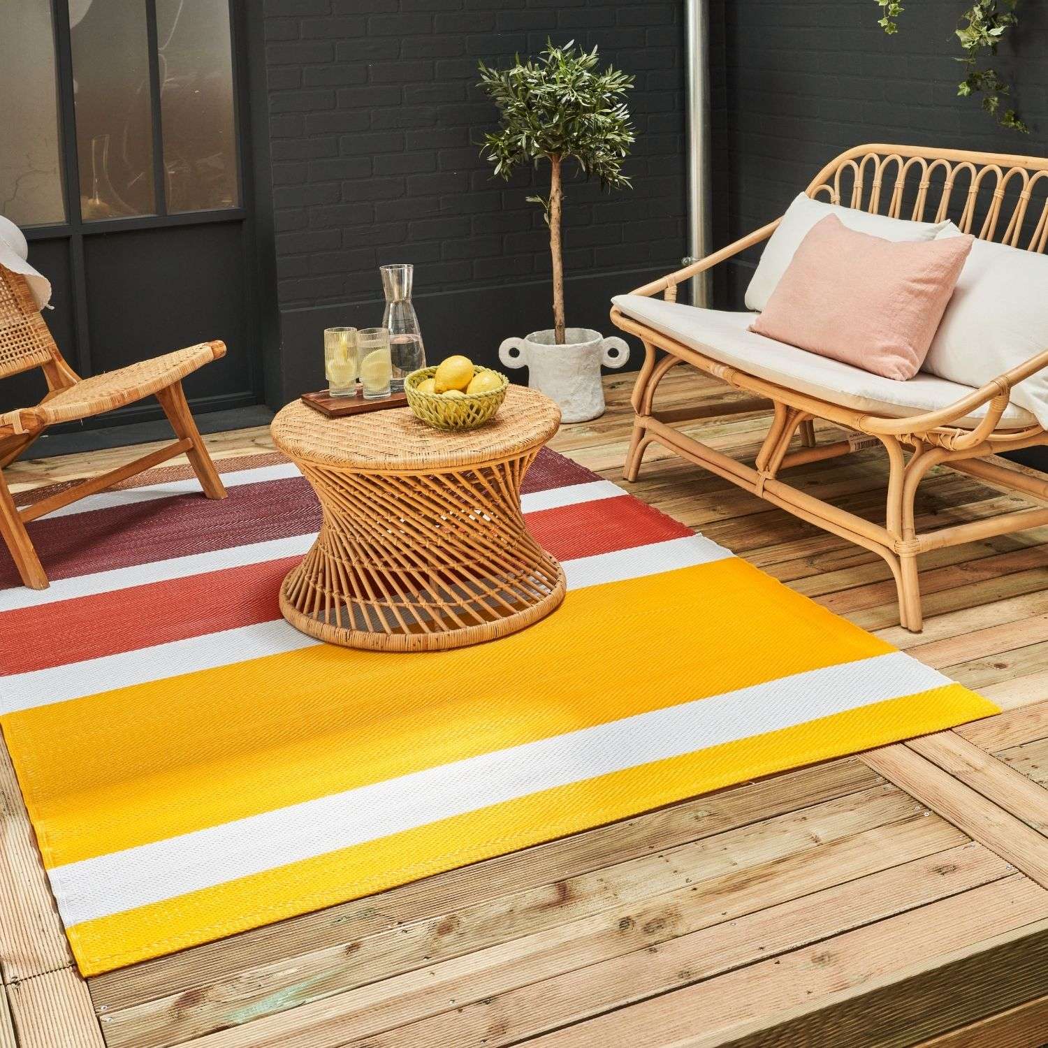 Rainbow Outdoor Rug Yellow | 1030 - Bargainia.com - 