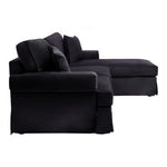 Ralph Three Seat Black Velvet Right Chaise Sofa - Bargainia.com - 