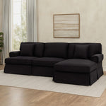 Ralph Three Seat Black Velvet Right Chaise Sofa - Bargainia.com - 