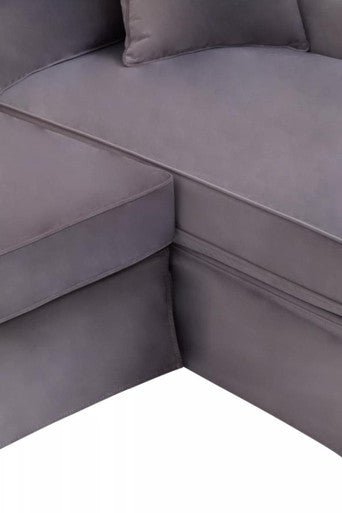 Ralph Three Seat Grey Velvet Right Chaise Sofa - Bargainia.com - 