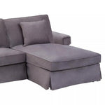 Ralph Three Seat Grey Velvet Right Chaise Sofa - Bargainia.com - 