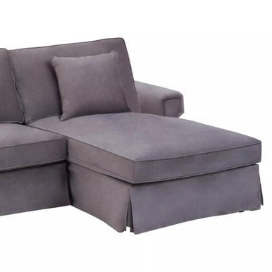 Ralph Three Seat Grey Velvet Right Chaise Sofa - Bargainia.com - 