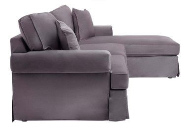 Ralph Three Seat Grey Velvet Right Chaise Sofa - Bargainia.com - 