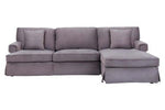 Ralph Three Seat Grey Velvet Right Chaise Sofa - Bargainia.com - 