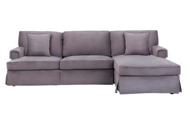 Ralph Three Seat Grey Velvet Right Chaise Sofa - Bargainia.com - 