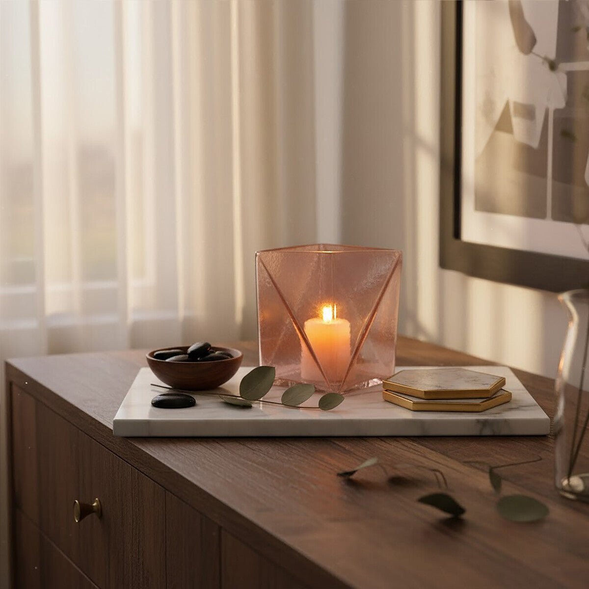 Rambia Large Pink Glass Candle Holder - Bargainia.com - 5018705440460