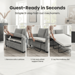 Ramy Single Sofa Bed | Grey Corduroy Fold Out Couch Bed with Memory Foam Mattress | Compact 2 Seater | Small Spaces - Bargainia.com - 5056536107565
