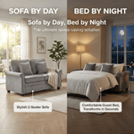 Ramy Single Sofa Bed | Grey Corduroy Fold Out Couch Bed with Memory Foam Mattress | Compact 2 Seater | Small Spaces - Bargainia.com - 5056536107565