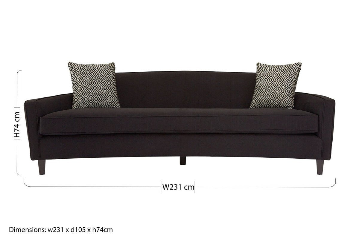 Rania 3 Seat Black Dimity Fabric Sofa - Bargainia.com - 