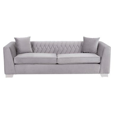 Rashika 3 Seat Grey Velvet Sofa - Bargainia.com - 