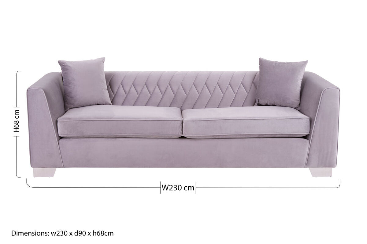 Rashika 3 Seat Grey Velvet Sofa - Bargainia.com - 