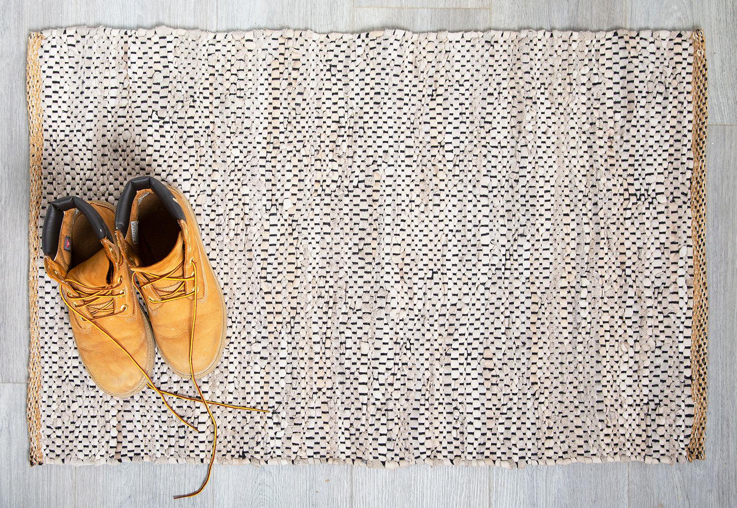 Recycled Leather Carpet Mat - Sand or Grey - 60 x 90cm Door Mats Clearance