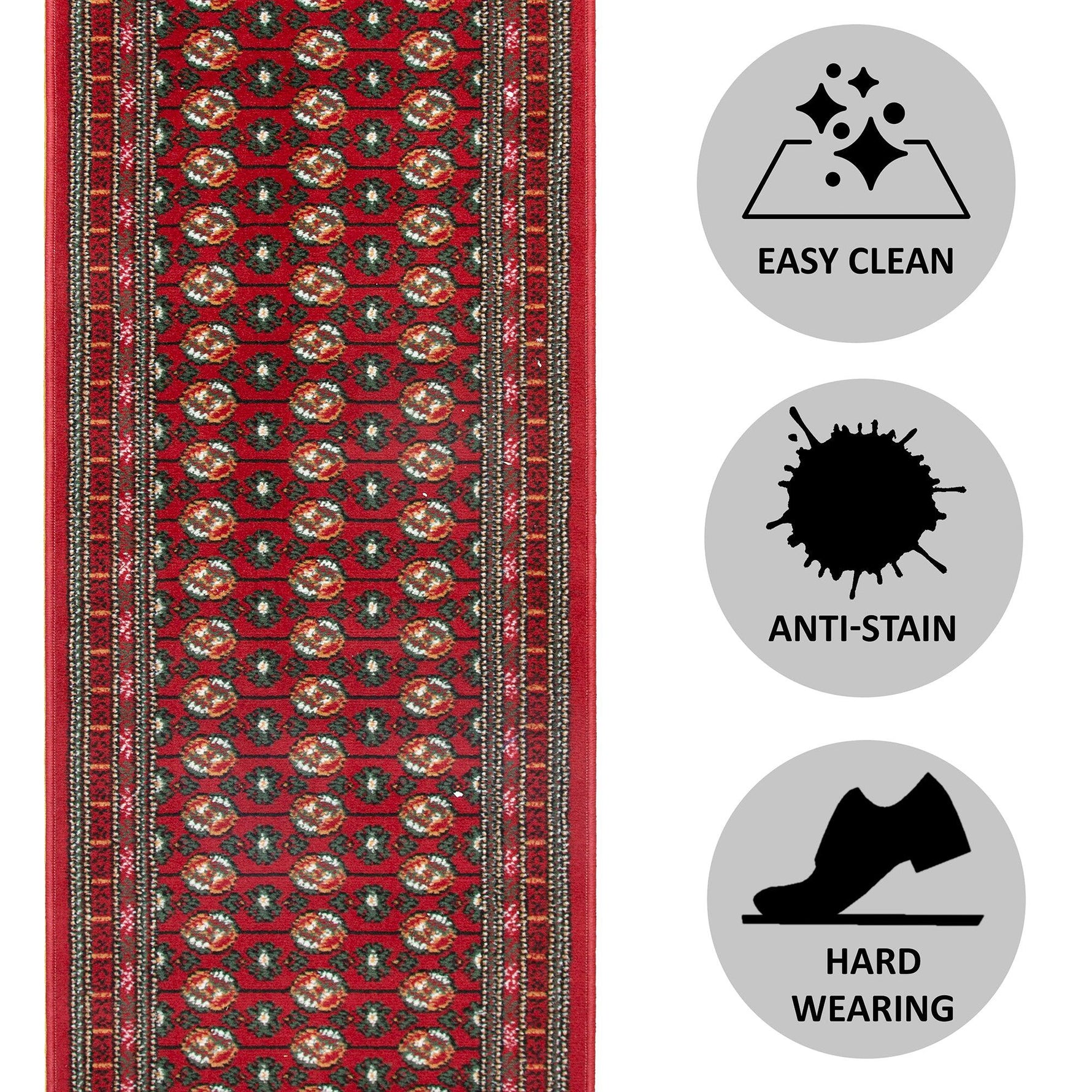 Red Bokhara Hard Wearing Runner Mat - Texas - Bargainia.com - 