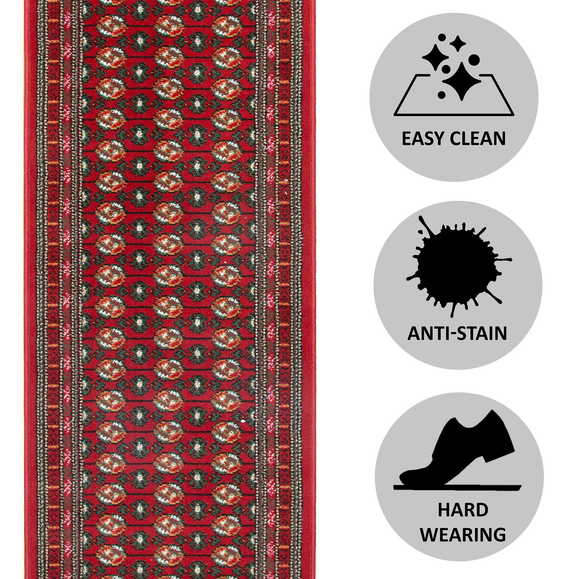 Red Bokhara Hard Wearing Runner Mat - Texas - Bargainia.com -  - RNR-TXS-3880-R055-01FT-CST