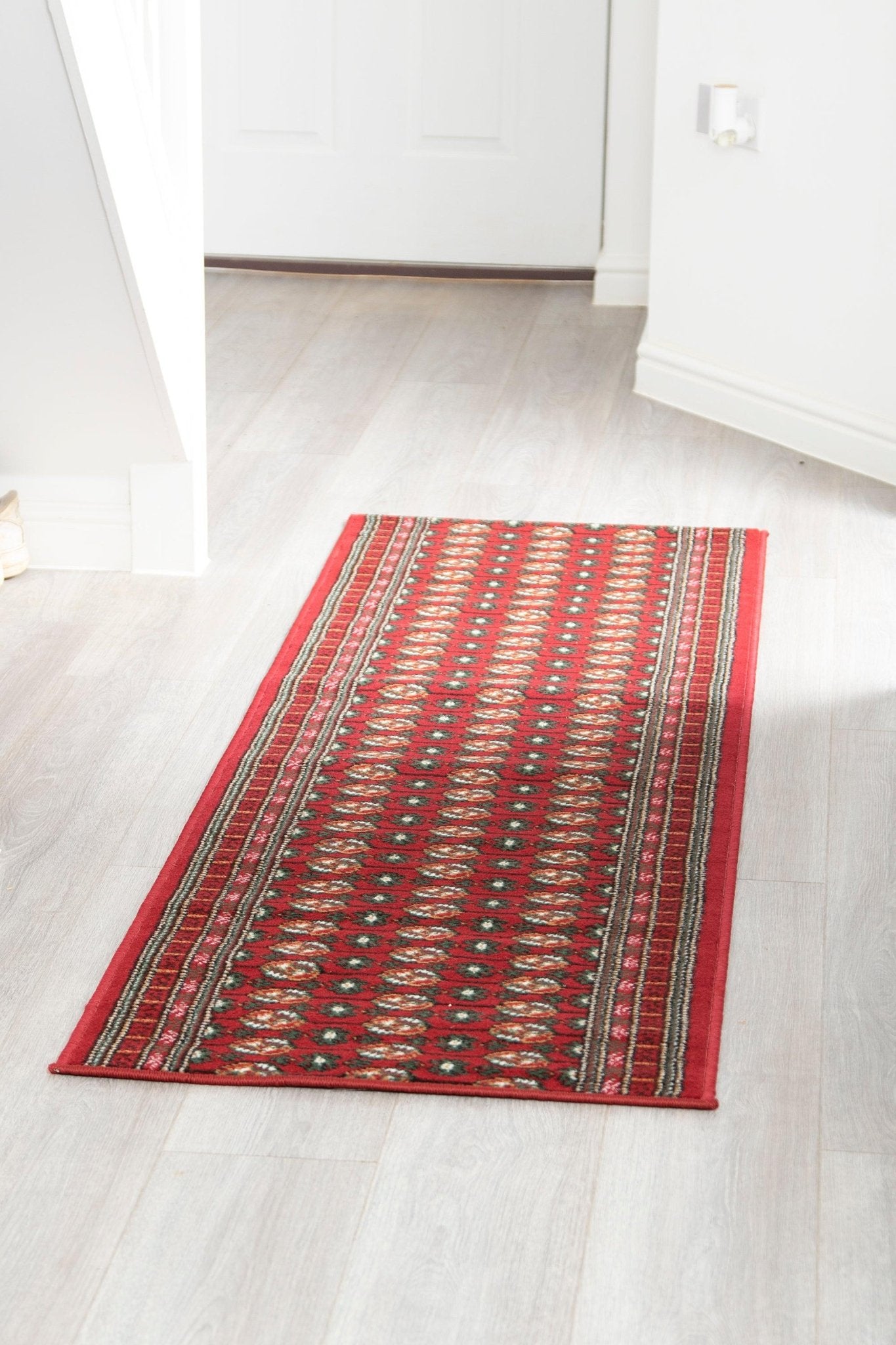 Red Bokhara Hard Wearing Runner Mat - Texas - Bargainia.com -  - RNR-TXS-3880-R055-01FT-CST