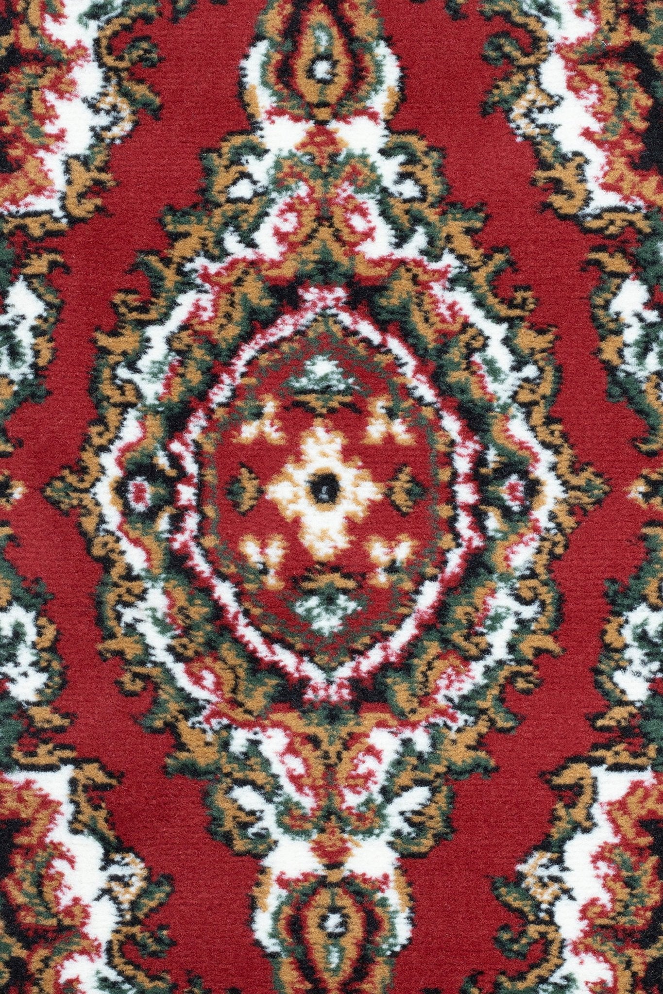 Red & Cream Traditional Medallion Hard Wearing Runner Mat - Texas - Bargainia.com - 