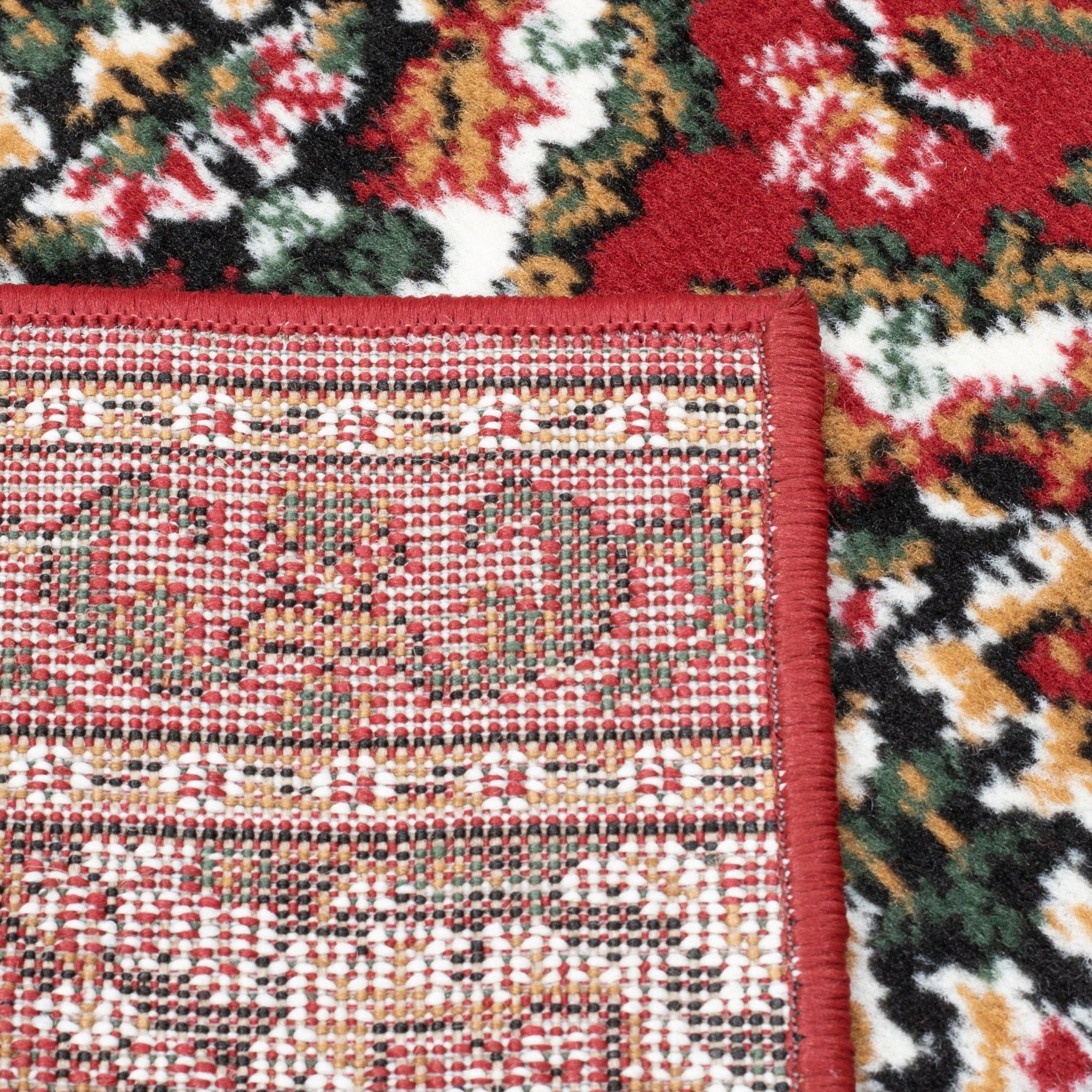 Red & Cream Traditional Medallion Hard Wearing Runner Mat - Texas - Bargainia.com - 