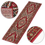 Red & Cream Traditional Medallion Hard Wearing Runner Mat - Texas - Bargainia.com - 
