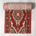 Red & Cream Traditional Medallion Hard Wearing Runner Mat - Texas - Bargainia.com - 