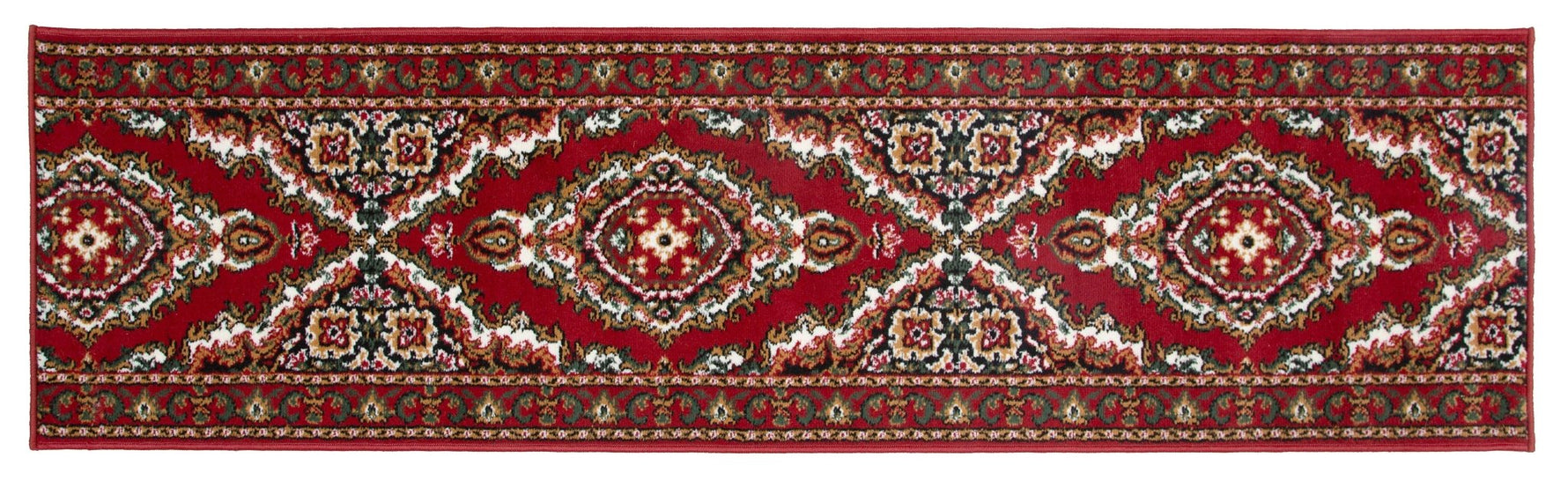 Red & Cream Traditional Medallion Hard Wearing Runner Mat - Texas - Bargainia.com - 