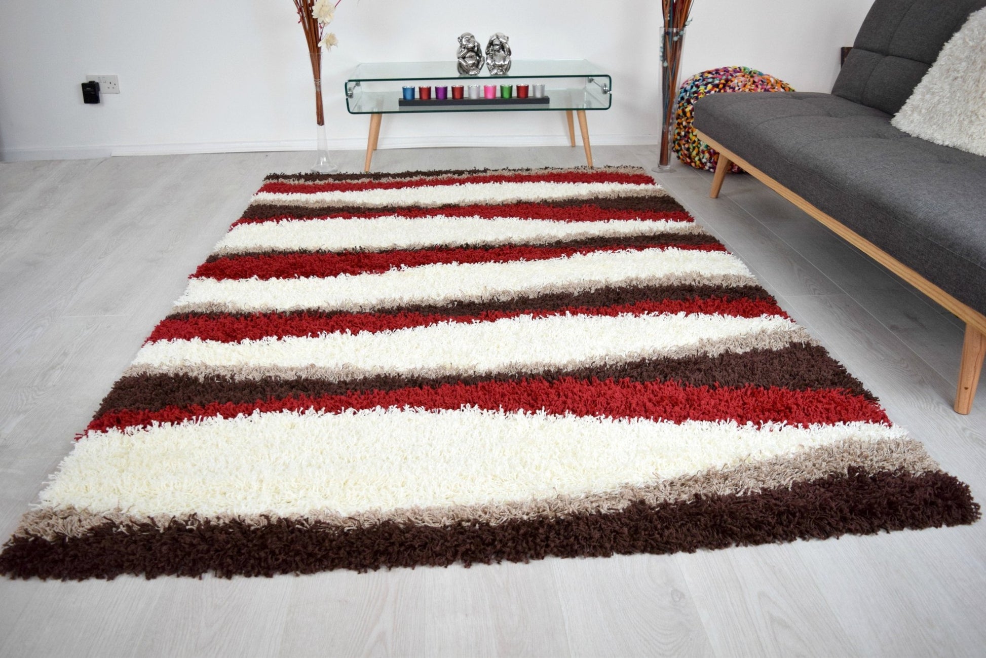 Red Waves Shaggy Rug - California Rugs Rug Masters