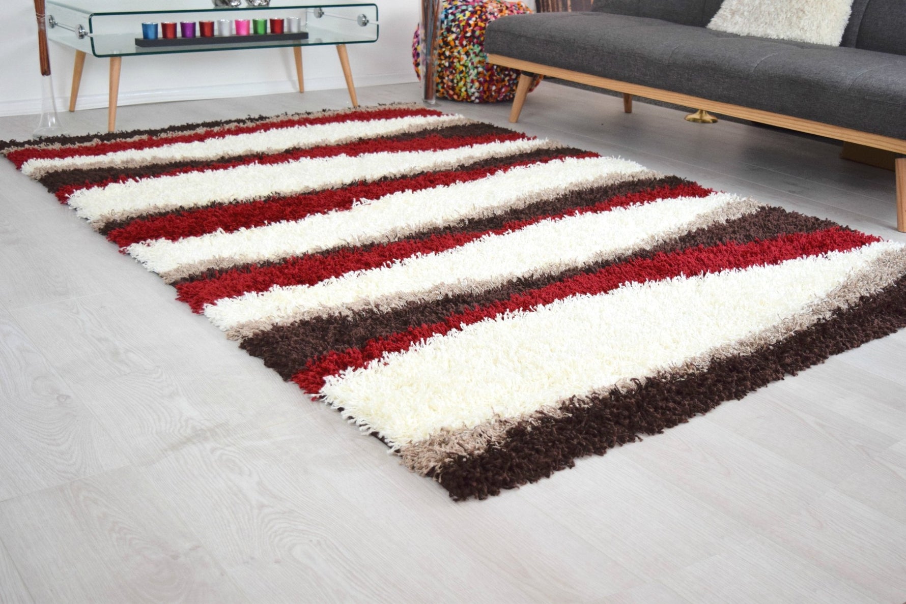 Red Waves Shaggy Rug - California - Bargainia.com - 