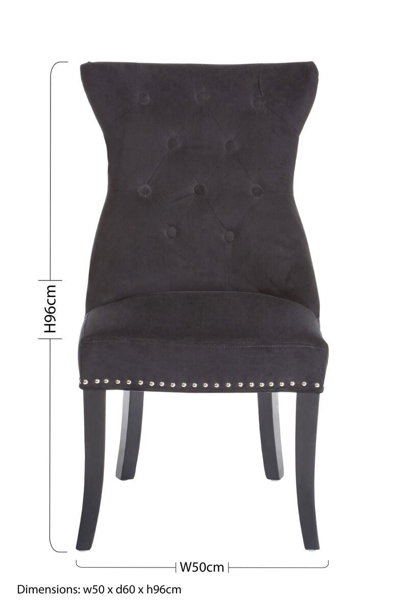 Regents Park Black Cotton Velvet Dining Chair - Bargainia.com - 5018705791197