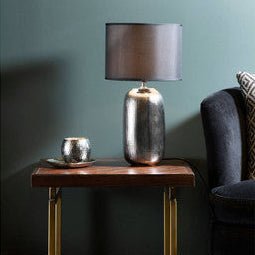 Regents Park Chrome Finish Ceramic Base Table Lamp - Bargainia.com - 5018705788234