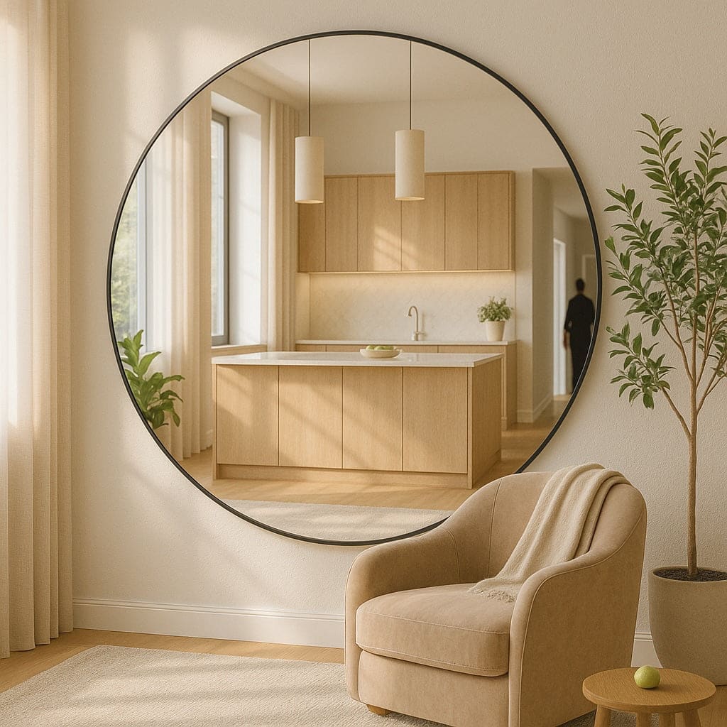 Rei - Large Round Black Metal Circle Mirror - 180cm x 180cm - Bargainia.com - 5061083361148 - REI180BLK