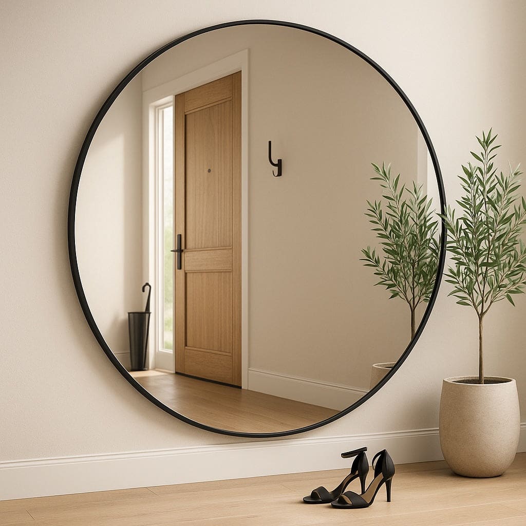 Rei - Large Round Black Metal Circle Mirror - 180cm x 180cm - Bargainia.com - 5061083361148 - REI180BLK