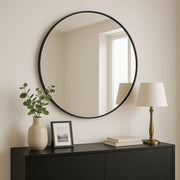Rei - Round Black Metal Circle Mirror - 70cm x 70cm - Bargainia.com - 5061083361186 - REI70BLK