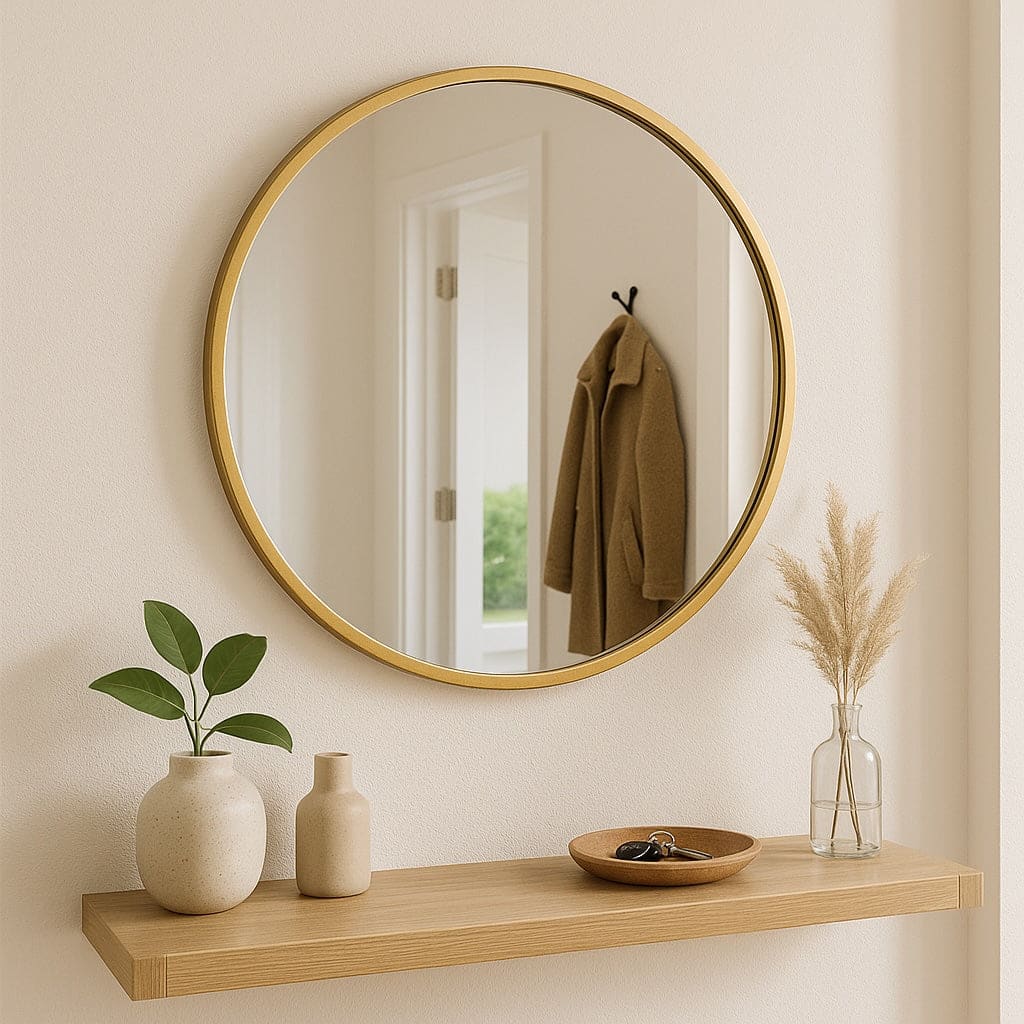 Rei - Round Gold Metal Circle Mirror - 50cm x 50cm - Bargainia.com - 