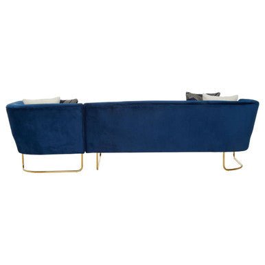 Renee 5 Seat Dark Blue Velvet Corner Sofa - Bargainia.com - 