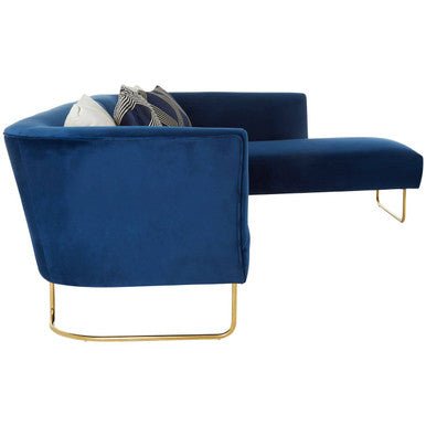 Renee 5 Seat Dark Blue Velvet Corner Sofa - Bargainia.com - 