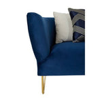 Renee 5 Seat Dark Blue Velvet Corner Sofa - Bargainia.com - 