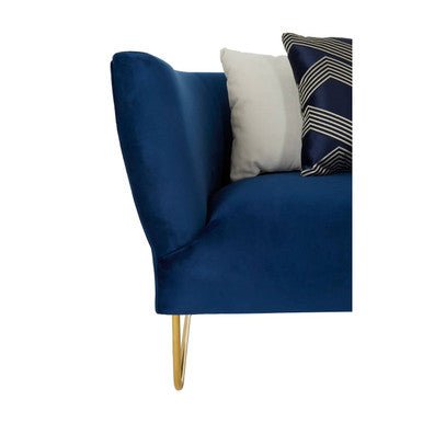 Renee 5 Seat Dark Blue Velvet Corner Sofa - Bargainia.com - 