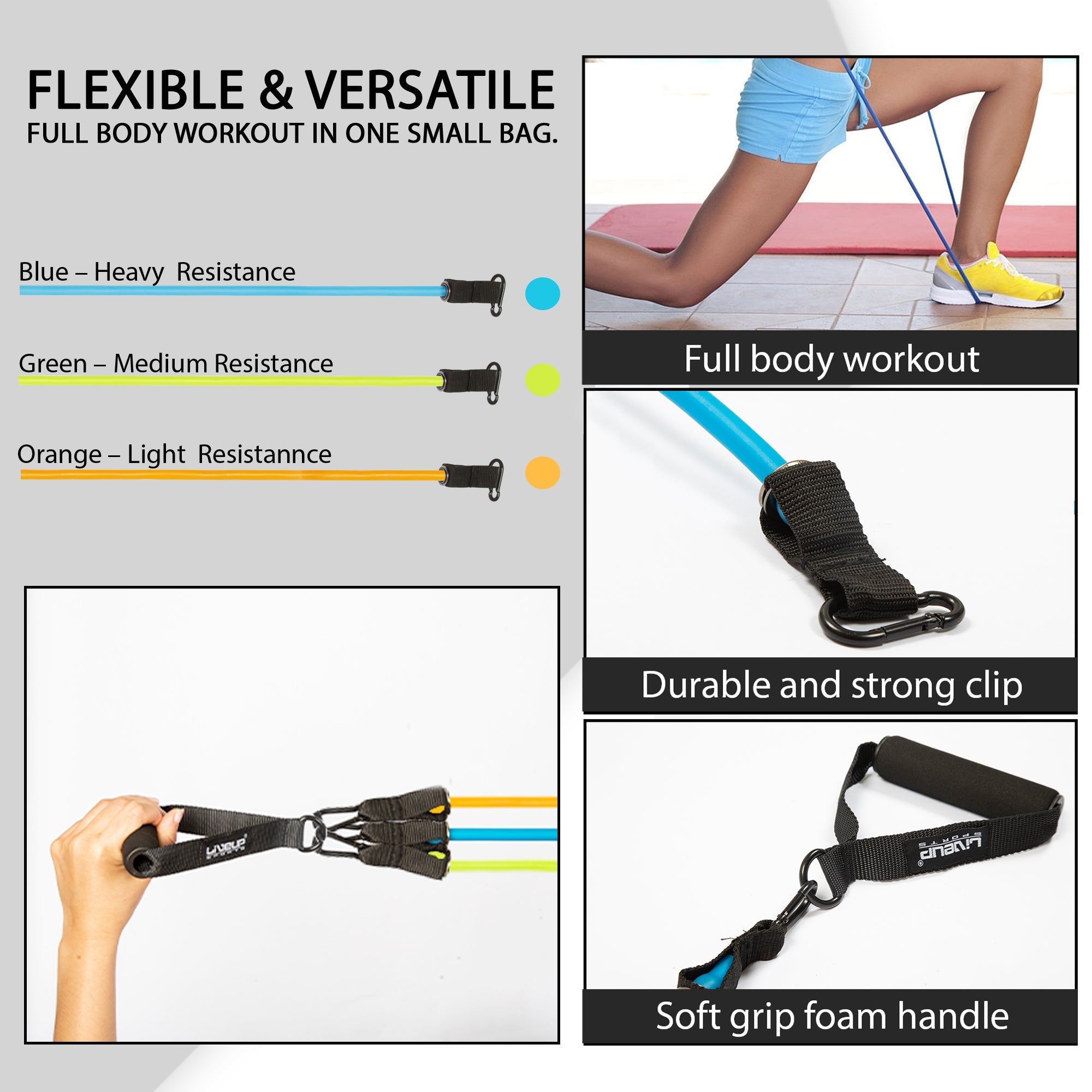 Resistance Bands Exercise Fitness Tubes With Handles Set Fitness Clearance