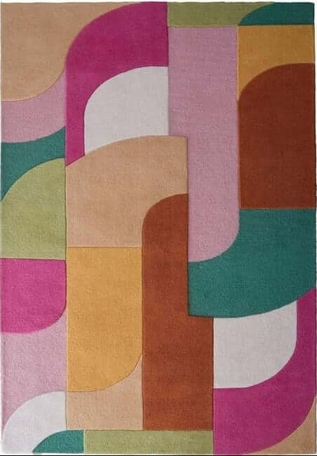 Retro Deco Rug Abstract Design - Bargainia.com - 5026134637856 - RETDEC_PINKXX_120X170