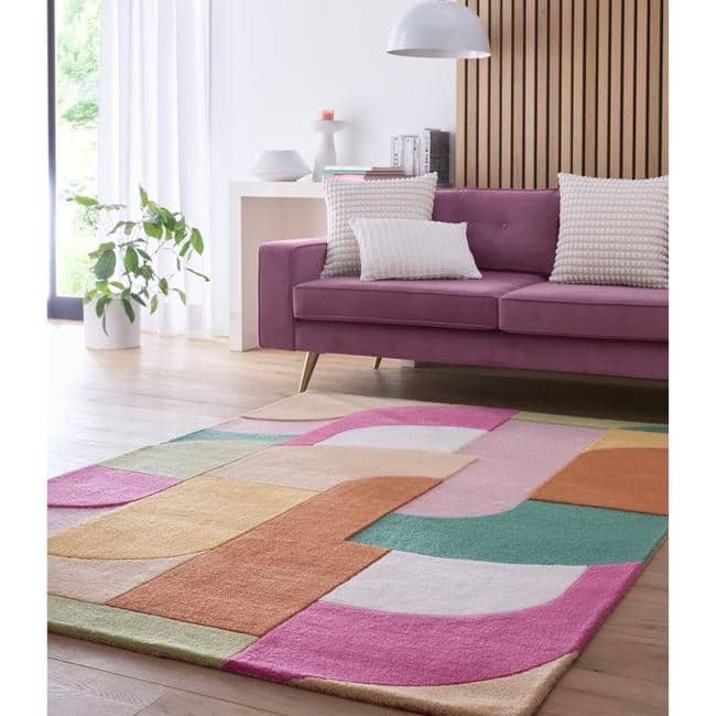 Retro Deco Rug Abstract Design - Bargainia.com - 5026134637856 - RETDEC_PINKXX_120X170