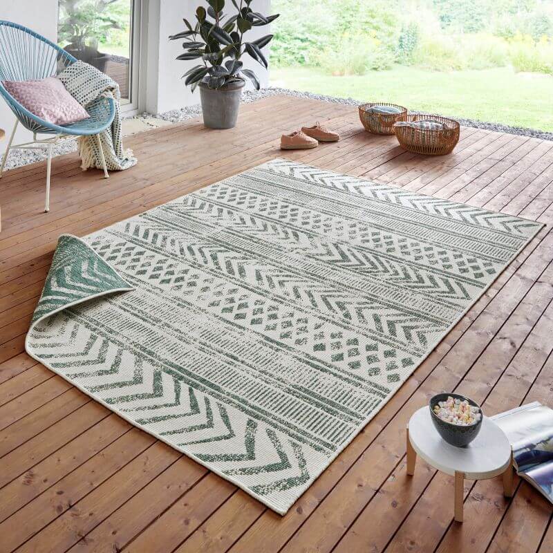 Reversible Geometric Indoor - Outdoor Flatweave Rug - Bargainia.com - 
