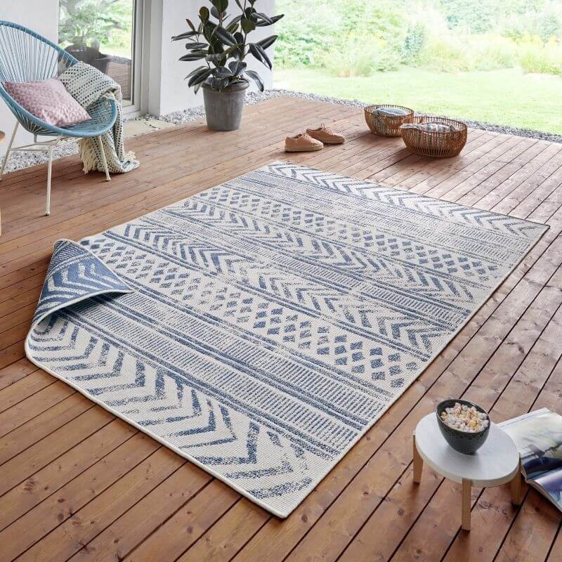 Reversible Geometric Indoor - Outdoor Flatweave Rug - Bargainia.com - 
