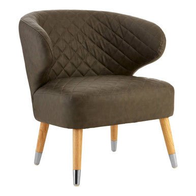 Richy Brown Leather Effect Accent Chair - Bargainia.com - 5018705414355