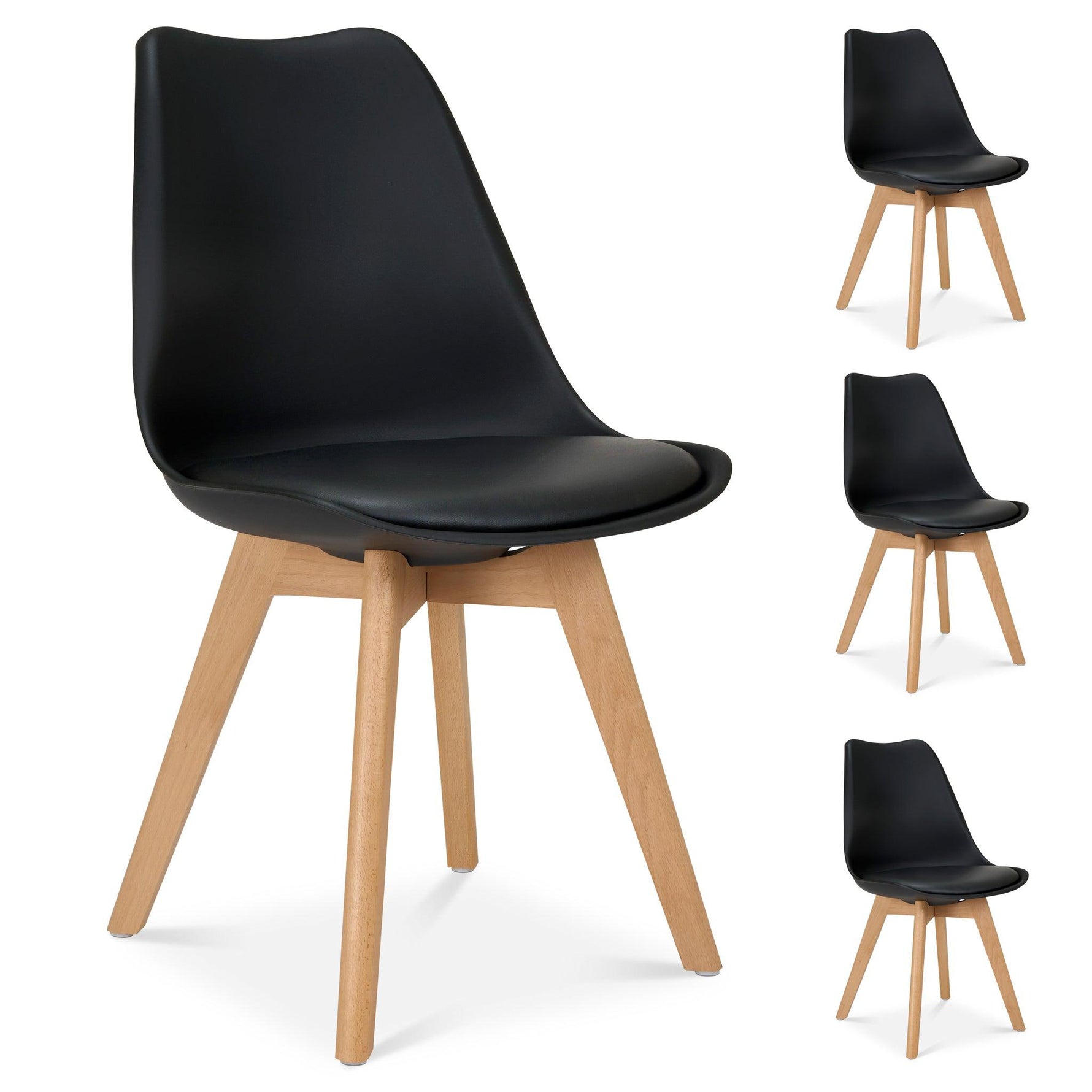 Rocco Tulip Dining Chairs - Black - Bargainia.com - 