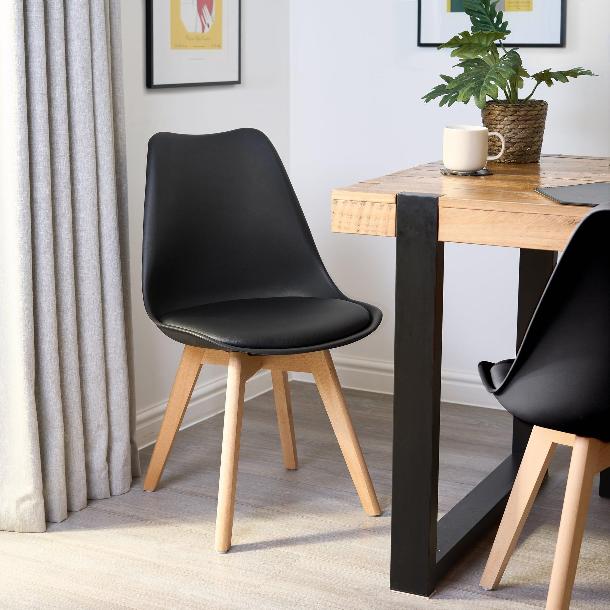Rocco Tulip Dining Chairs - Black Bargainia