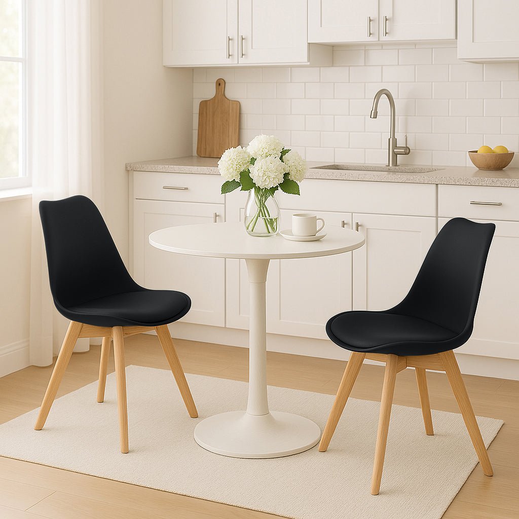 Rocco Tulip Dining Chairs - Black Bargainia