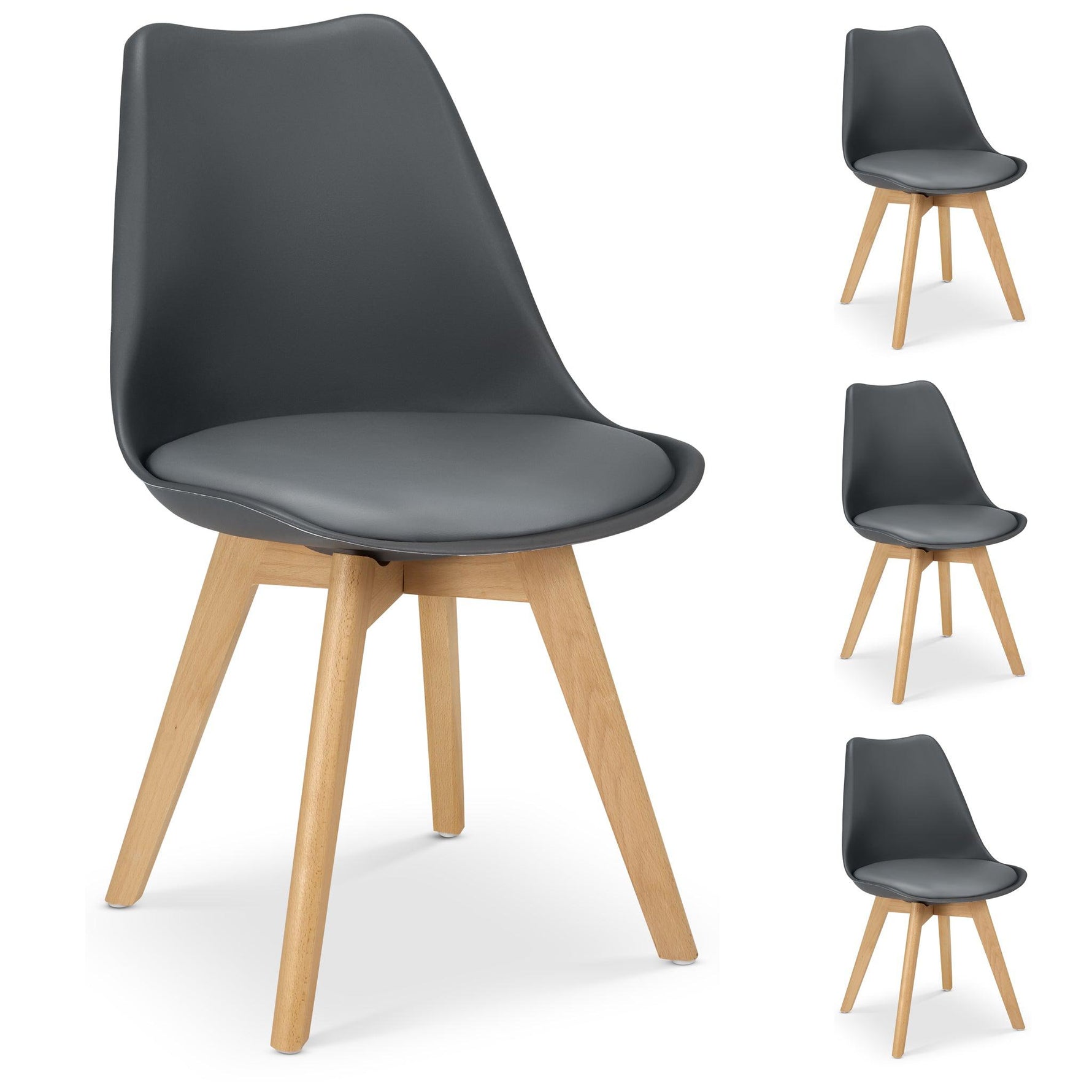 Rocco Tulip Dining Chairs - Dark Grey - Bargainia.com - 