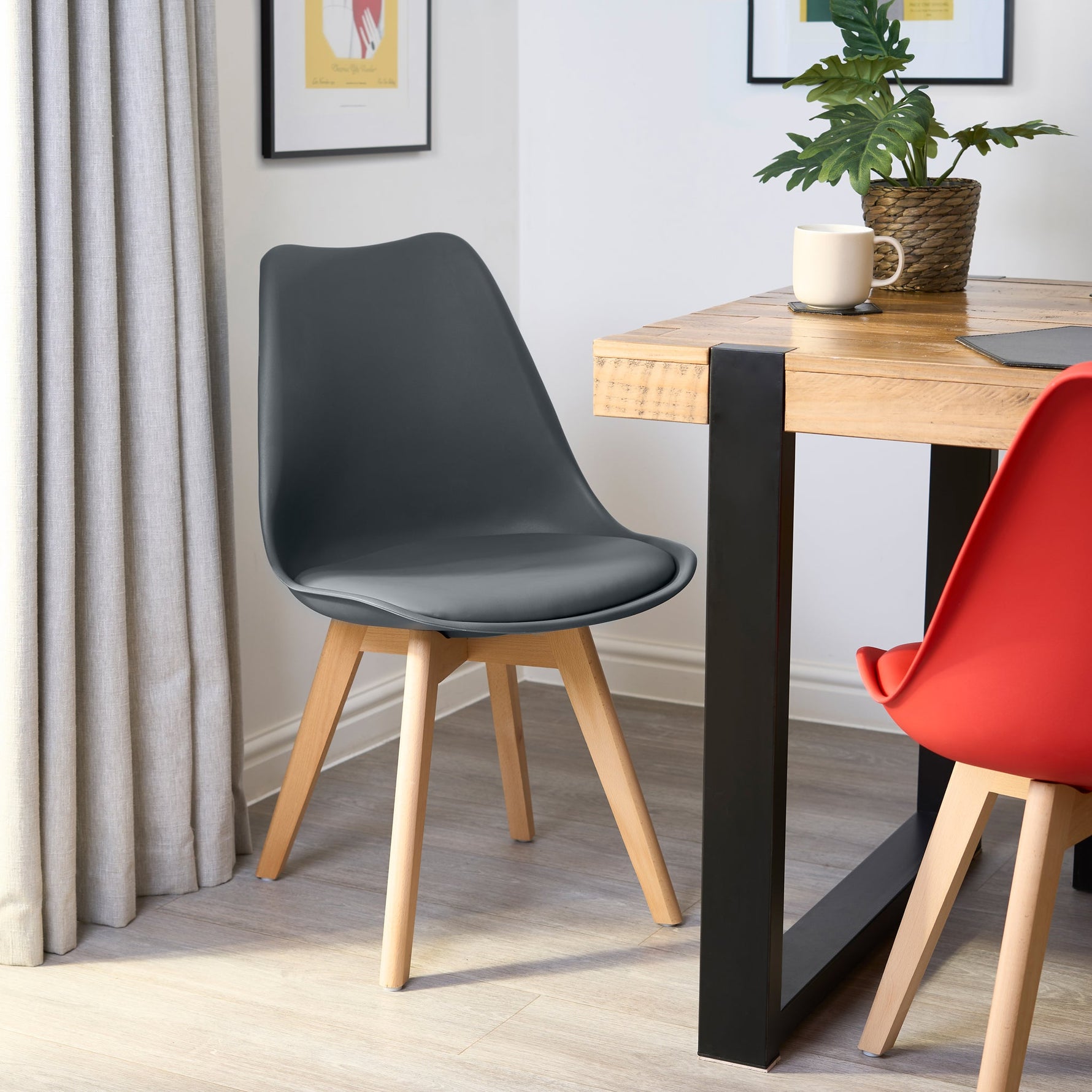 Rocco Tulip Dining Chairs - Dark Grey - Bargainia.com - 