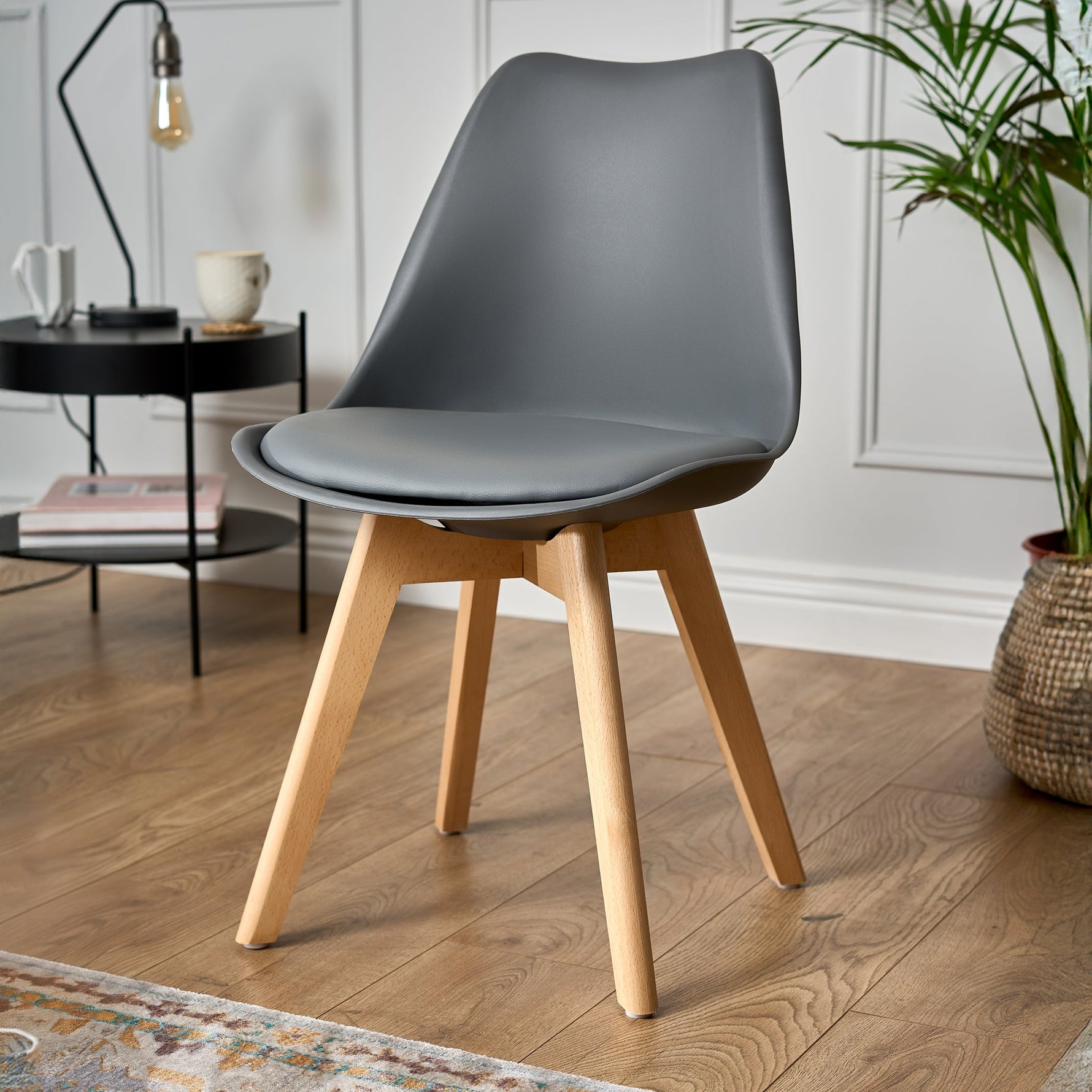 Rocco Tulip Dining Chairs - Dark Grey - Bargainia.com - 