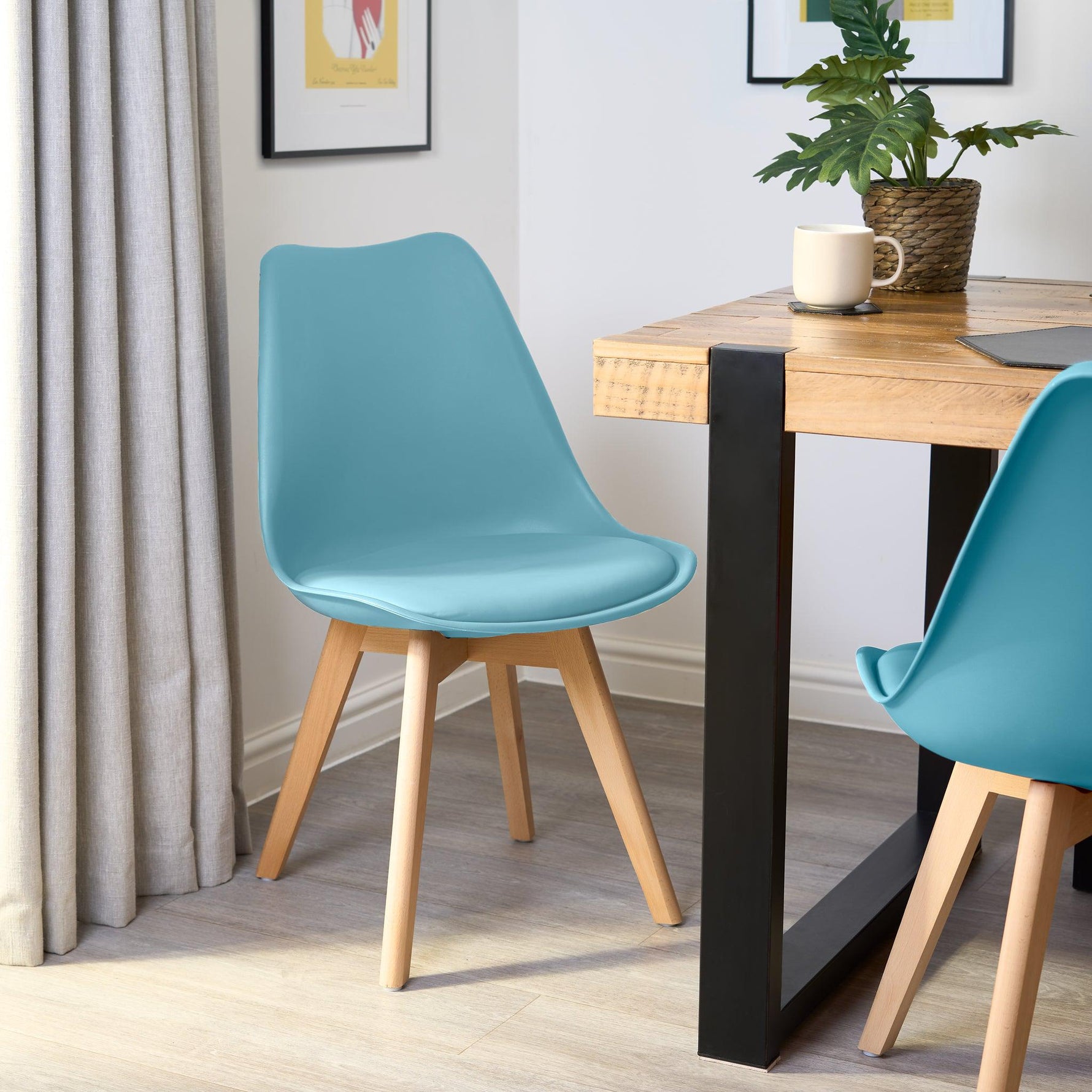 Rocco Tulip Dining Chairs - Duck Egg Blue - Bargainia.com - 
